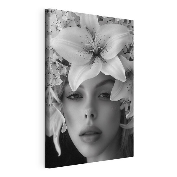 Canvas Schilderijen Vrouw met bloemen op haar hoofd
