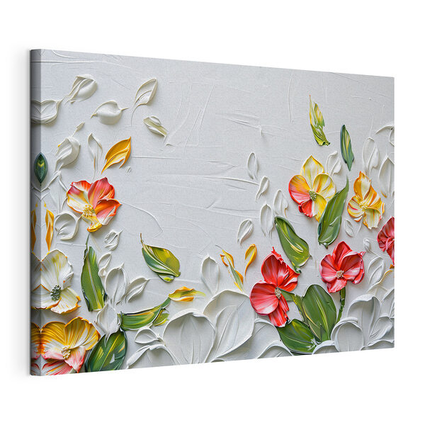 Schilderij van bloemen en bladeren Canvas Schilderijen Schilderij van bloemen en bladeren