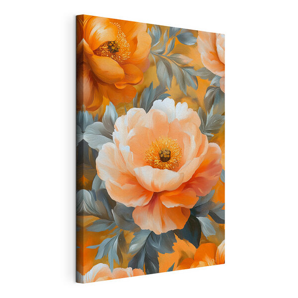 Canvas Schilderijen Bloeit in levendige perziktinten