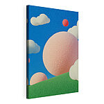 Canvas Schilderijen Roze en witte ballen in de lucht