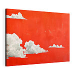 Canvas Schilderijen Witte wolken op een rode achtergrond