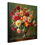 Canvas Schilderijen Vaas met bloemen op een tafel
