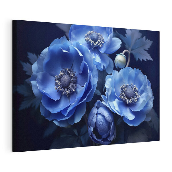 Canvas Schilderijen Groep blauwe bloemen