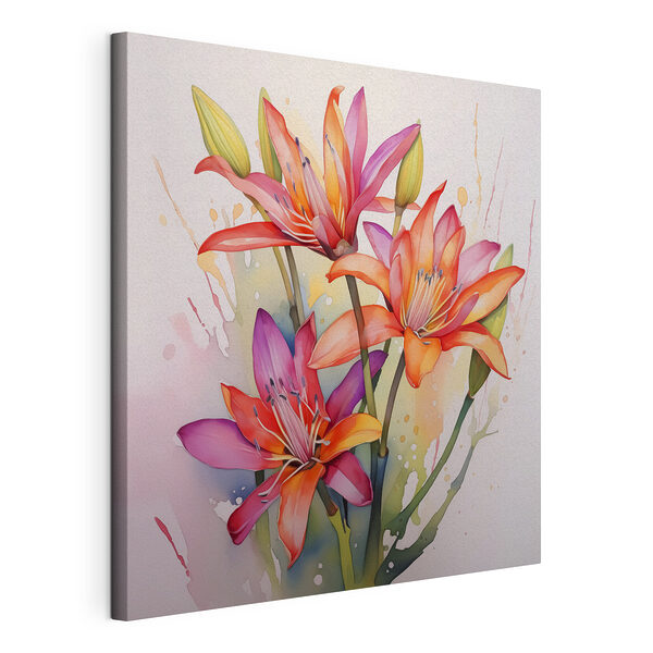 Canvas Schilderijen Schilderij van bloemen op een witte achtergrond