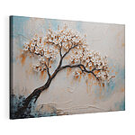 Canvas Schilderijen Schilderij van een boom met witte bloemen