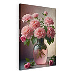 Canvas Schilderijen Vaas met roze bloemen