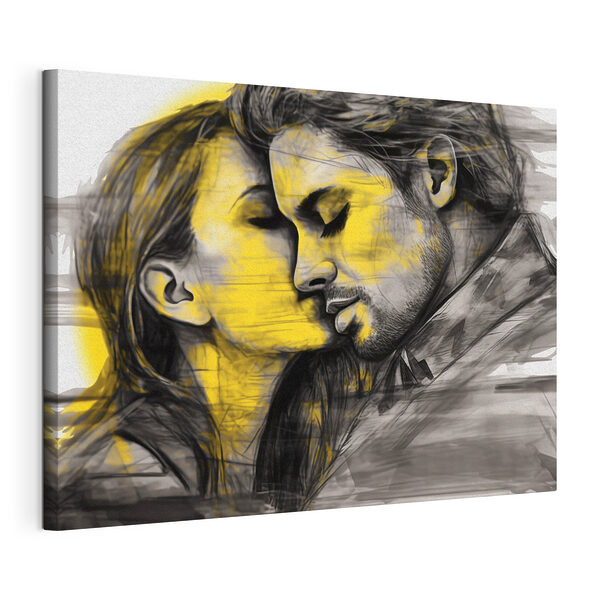 Man en vrouw zoenen Canvas Schilderijen Man en vrouw zoenen