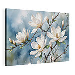 Canvas Schilderijen Groep witte bloemen op een boomtak