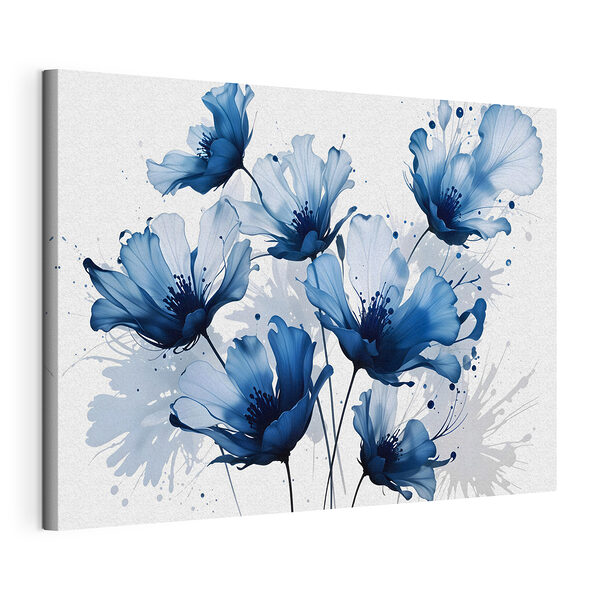 Groep blauwe bloemen Canvas Schilderijen Groep blauwe bloemen