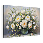 Canvas Schilderijen Vaas met witte bloemen