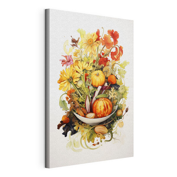 Canvas Schilderijen Aquarel van groenten en bloemen