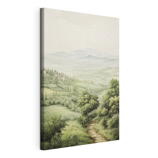 Landschap met bomen en heuvels Canvas Schilderijen Landschap met bomen en heuvels