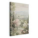Canvas Schilderijen Landschap met bomen en een gebouw