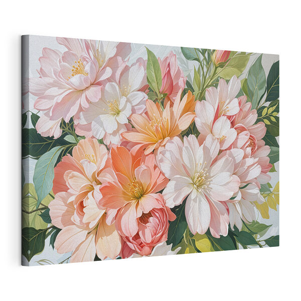 Delicate bloemen in zachte pasteltinten Canvas Schilderijen Delicate bloemen in zachte pasteltinten