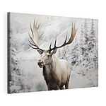 Canvas Schilderijen Eland met groot gewei in een besneeuwd bos