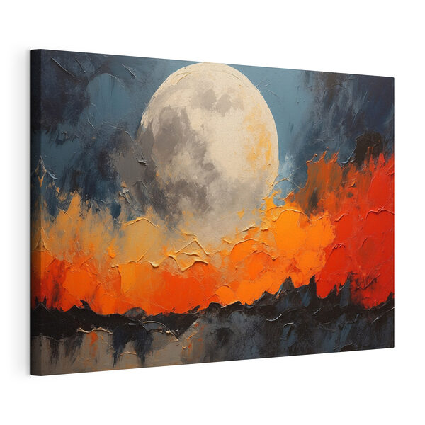 Schilderij van een maan en vuur Canvas Schilderijen Schilderij van een maan en vuur