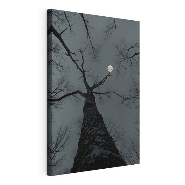 Boom met de maan op de achtergrond Canvas Schilderijen Boom met de maan op de achtergrond