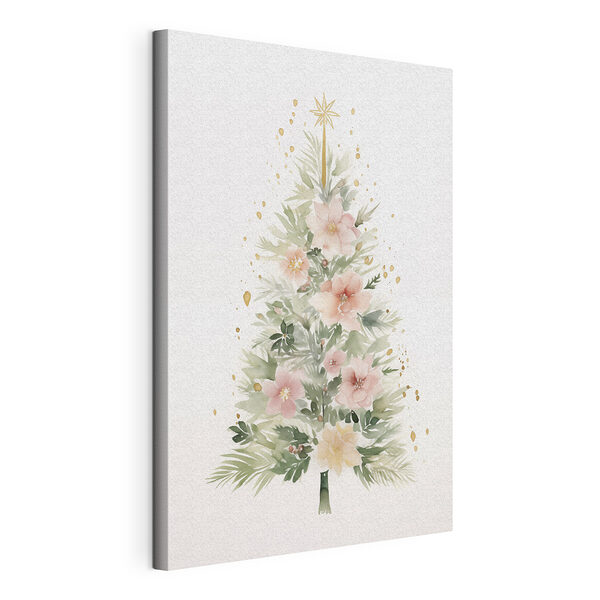 Aquarel van een kerstboom Canvas Schilderijen Aquarel van een kerstboom