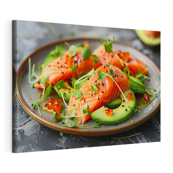 Canvas Schilderijen Bord met eten op een tafel