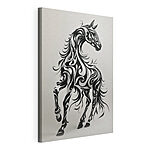 Canvas Schilderijen Zwart-wit paard met swirls