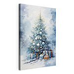 Canvas Schilderijen Aquarel van een kerstboom met cadeautjes