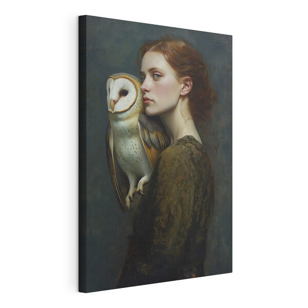 Vrouw met uil Canvas Schilderijen Vrouw met uil