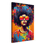 Canvas Schilderijen Vrouw met grote afro die zonnebril draagt