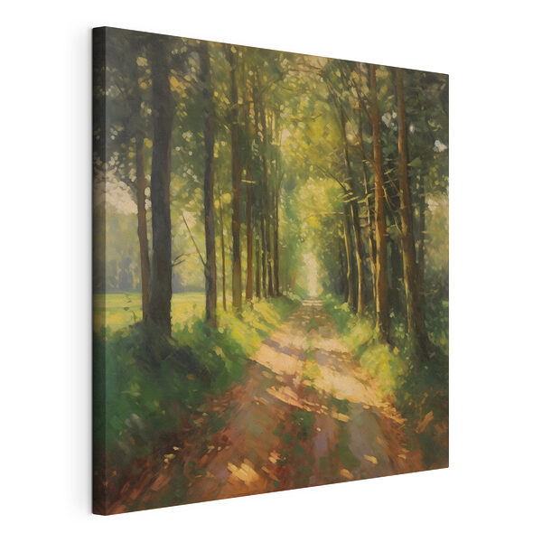Zandweg door een bos Canvas Schilderijen Zandweg door een bos