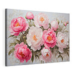 Canvas Schilderijen Groep roze en witte bloemen