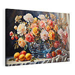 Canvas Schilderijen Schilderij van bloemen in een glazen vaas