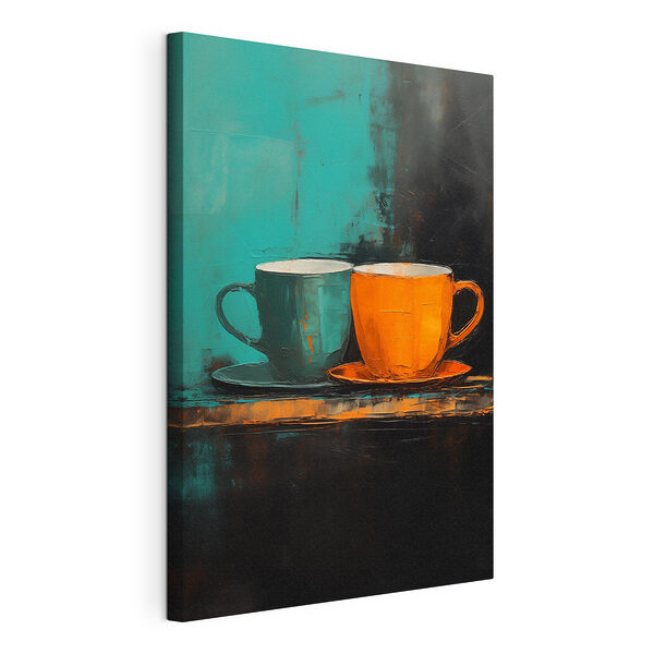 Schilderij van twee kopjes Canvas Schilderijen Schilderij van twee kopjes