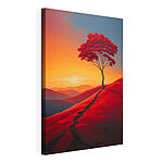 Canvas Schilderijen Boom op een heuvel