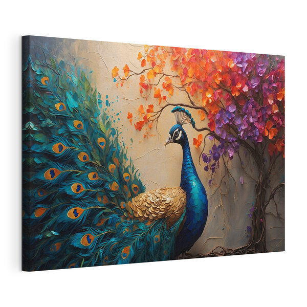 Schilderij van een pauw Canvas Schilderijen Schilderij van een pauw