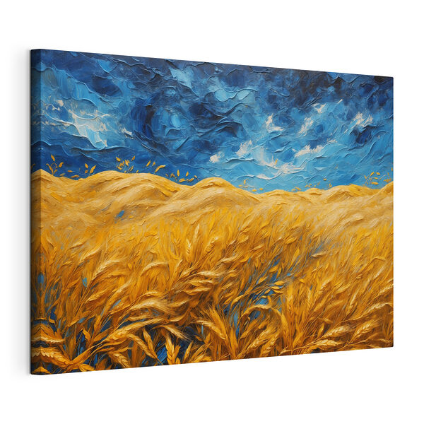 Schilderij van een tarweveld Canvas Schilderijen Schilderij van een tarweveld