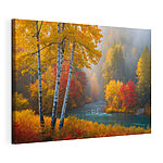 Canvas Schilderijen Rivier met bomen en kleurrijke bladeren