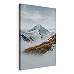 Canvas Schilderijen Berg met sneeuw en bloemen