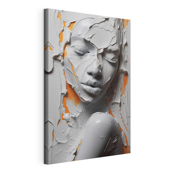Gezicht van vrouw bedekt met witte verf Canvas Schilderijen Gezicht van vrouw bedekt met witte verf