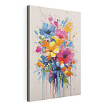 Canvas Schilderijen Schilderij van bloemen op een witte achtergrond