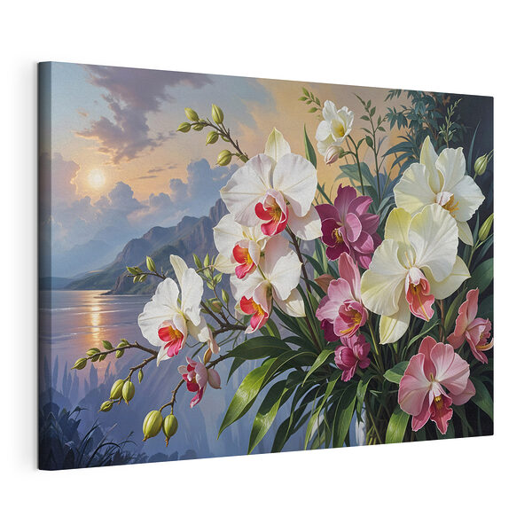 Schilderij van bloemen in een vaas Canvas Schilderijen Schilderij van bloemen in een vaas