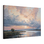 Canvas Schilderijen Waterlichaam met een boom en wolken in de lucht