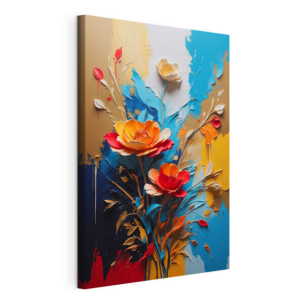 Schilderij van bloemen en bladeren Canvas Schilderijen Schilderij van bloemen en bladeren