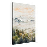Canvas Schilderijen Aquarel van bergen en bomen