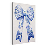 Canvas Schilderijen Blauw met witte bloemenstrik