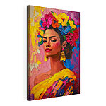 Canvas Schilderijen Schilderij van een vrouw met bloemen in haar haar