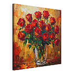 Canvas Schilderijen Schilderij van een boeket rode rozen