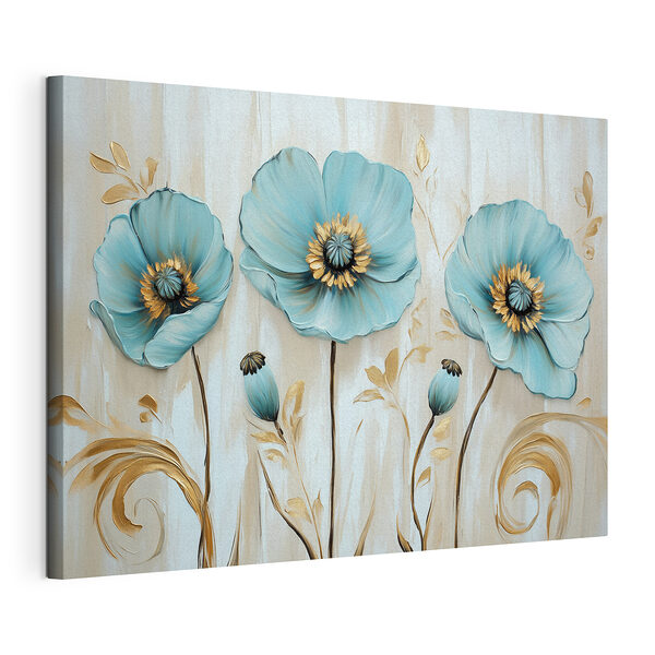 Bloeiende elegantie in zachte blauwe tinten Canvas Schilderijen Bloeiende elegantie in zachte blauwe tinten