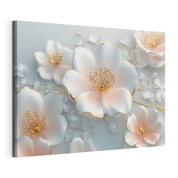 Canvas Schilderijen Groep witte bloemen