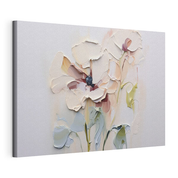 Schilderij van bloemen op een wit oppervlak Canvas Schilderijen Schilderij van bloemen op een wit oppervlak