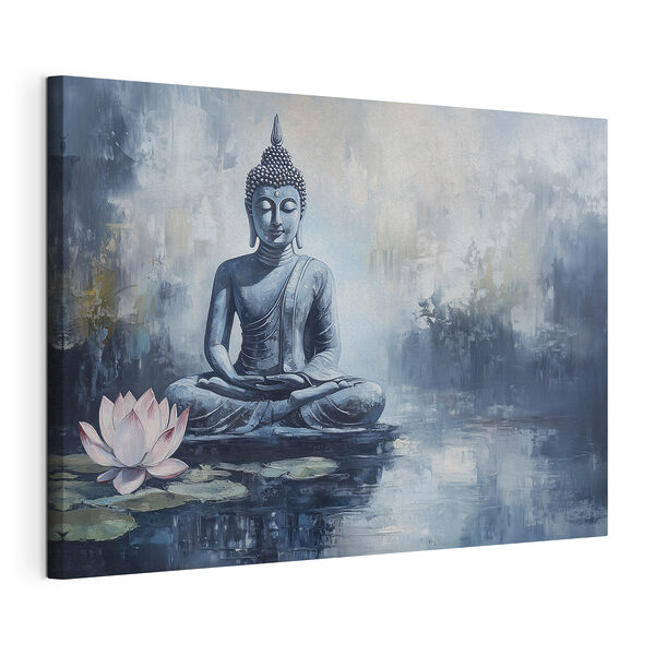 Schilderij van een standbeeld in het water Canvas Schilderijen Schilderij van een standbeeld in het water