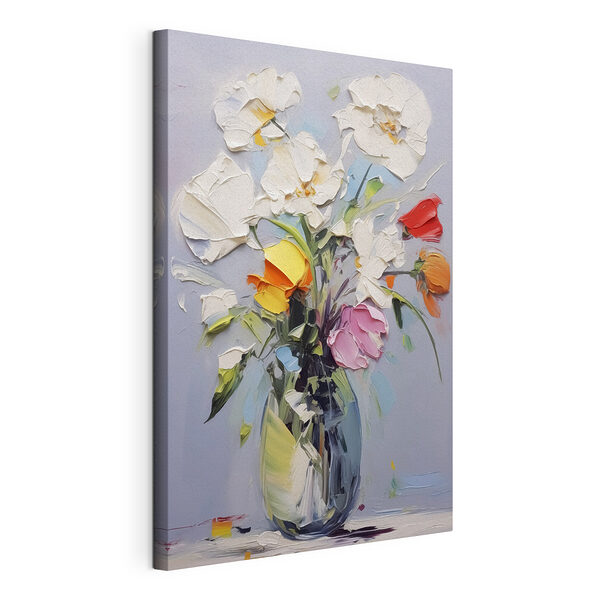 Schilderij van bloemen in een vaas Canvas Schilderijen Schilderij van bloemen in een vaas